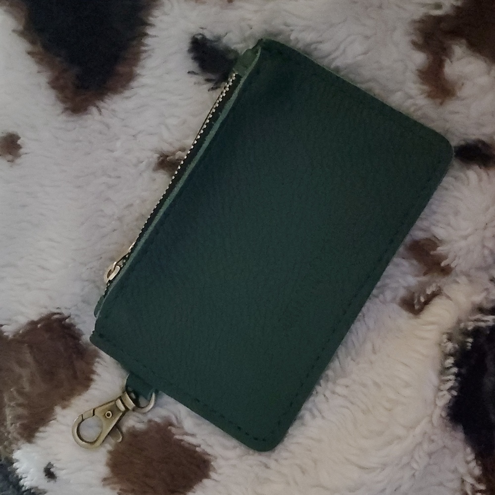 Portland Leather Zip-Zap Duo Leather Wallet Dual Zipper Closures Green Pebbled - Picture 7 of 14